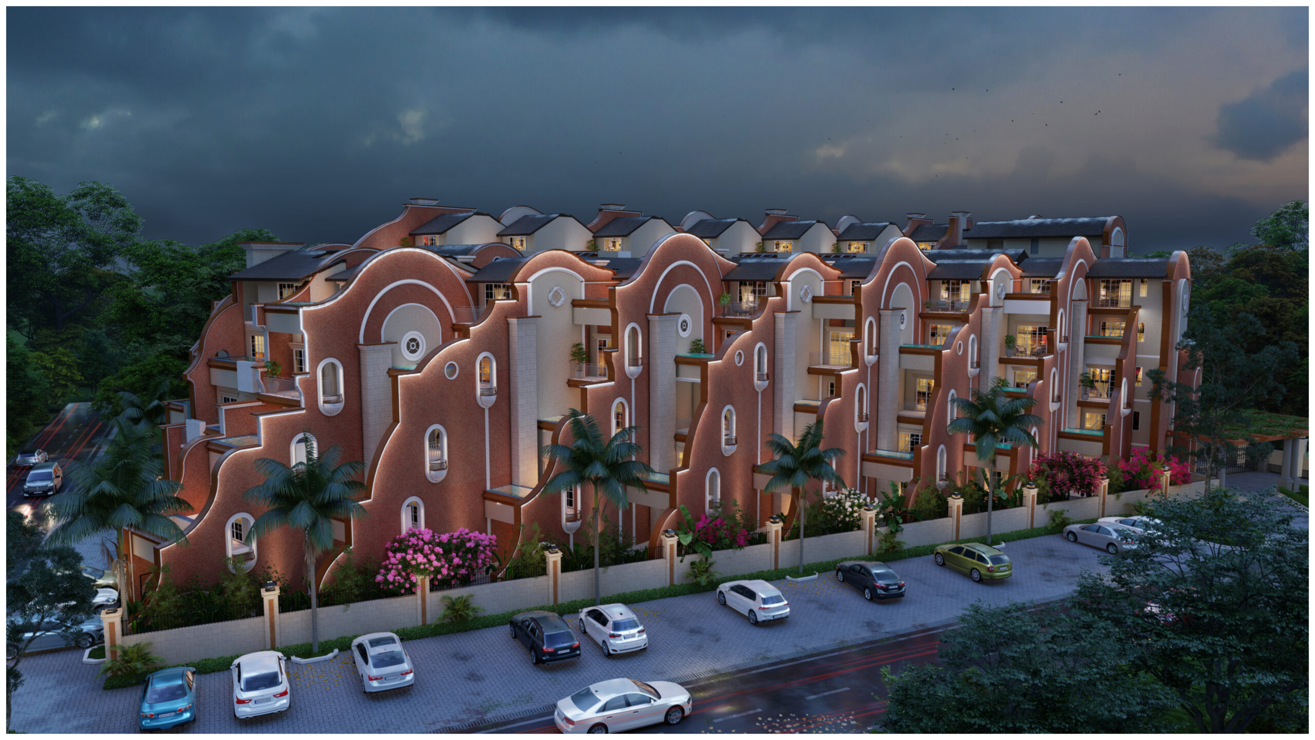 La Wisteria Night View Side Elevation