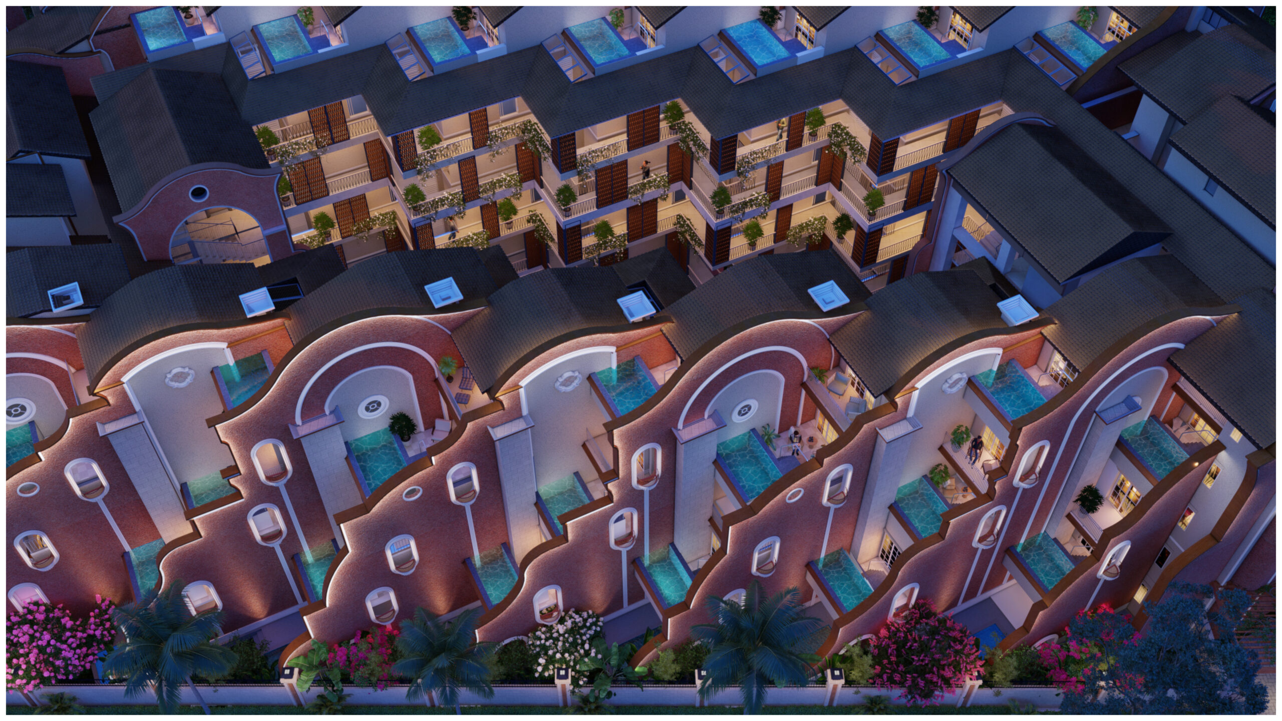 La Wisteria Night View Top Elevation